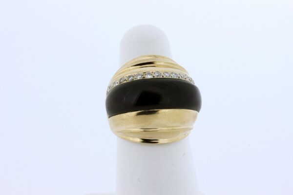 Timekeepersclayton 14K Yellow Gold Ring with Black and White Accents