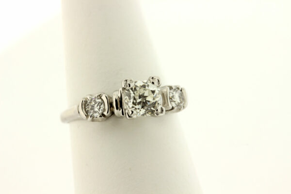 Timekeepersclayton 14K Vintage Trio Diamond Ring 0.95 Carats Total Weight SI1 J Engagement Ring Wedding Anniversary
