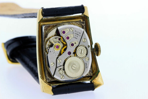 Timekeepersclayton Vintage Lord Elgin Black Dial Wrist Watch 14K Gold Filled Domed Crystal 21 Jeweled 713 Movement