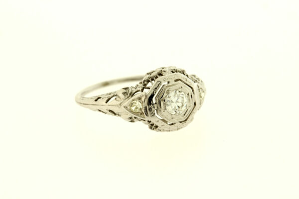 Timekeepersclayton Vintage 1920s 18K Gold Flower Floral Filigree Diamond Ring Engagement Wedding 0.10 Carats