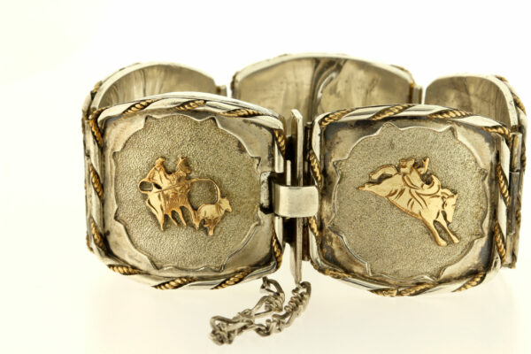 Timekeepersclayton A.Payton Sterling Silver and Yellow Brass Southwester Cowboy Ranching Motif Bracelet
