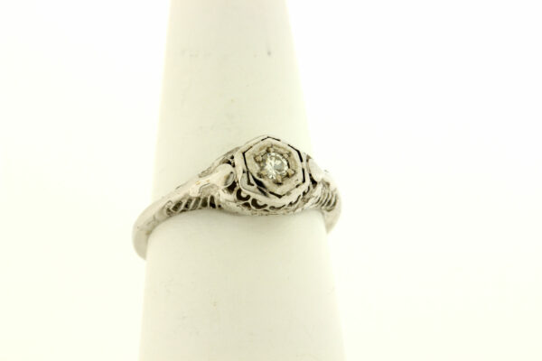 Timekeepersclayton 14K Heart Filigree Gold Diamond Ring 0.15ct Vintage Wedding Anniversary Birthday