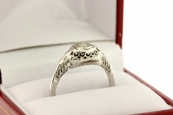 Timekeepersclayton 14K Heart Filigree Gold Diamond Ring 0.15ct Vintage Wedding Anniversary Birthday