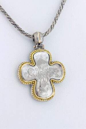 Timekeepersclayton Sterling Silver and 18K Yellow Gold Konstantin cross and chain
