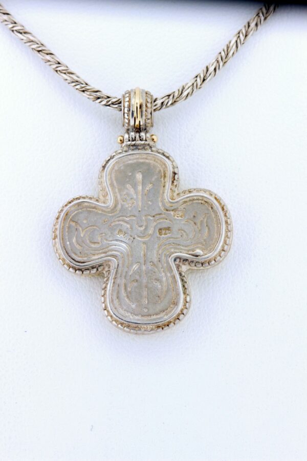 Timekeepersclayton Sterling Silver and 18K Yellow Gold Konstantin cross and chain