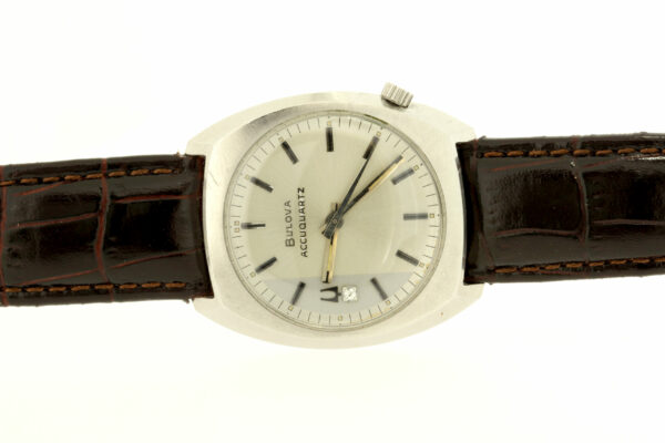 Timekeepersclayton 1970s Bulova AccuQuartz Stainless Steel Case Wrist Watch