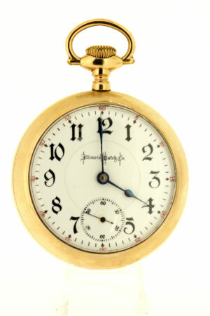 1902 Illinois Watch Company Bunn Special 24 Jeweled Movement Gold Filled Case Small Town and Floral Motif Engraved