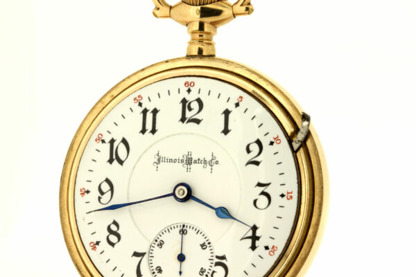 Timekeepersclayton 1902 Illinois Watch Company Bunn Special 24 Jeweled Movement Gold Filled Case Small Town and Floral Motif Engraved