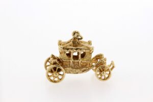 Timekeepersclayton 14K Yellow Gold Carriage Charm with Rotating Wheels