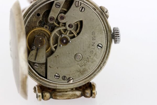 Timekeepersclayton 1910s Vintage Longines Pocket Watch Converted to Wrist Watch 0.875 Silver Case 15 Jewel Movement