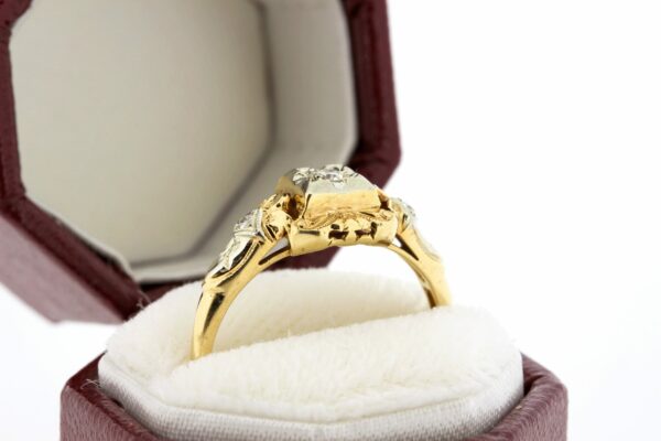Timekeepersclayton 14K Vintage Engraved Two Tone Gold Diamond Ring Engagement Ring