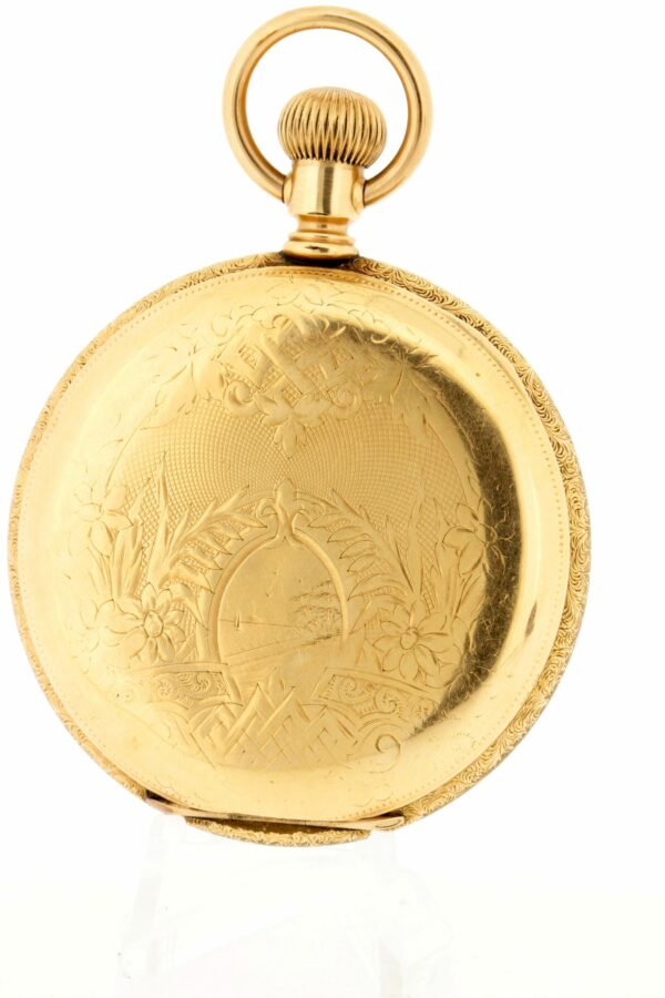 Timekeepersclayton 1892 Ornate Dial Elgin Pocket Watch Gold Filled Case Engraved Case