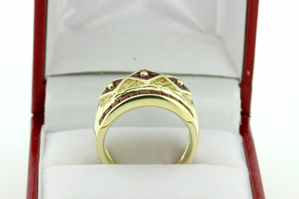 Timekeepersclayton 14K Yellow Gold Ruby and Diamond Lattice Ring