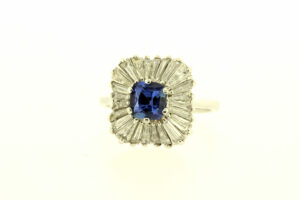 18k Gold Ring 1.00ct diamond 1.11ct blue sapphire