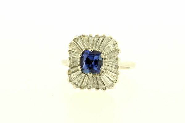18k Gold Ring 1.00ct diamond 1.11ct blue sapphire