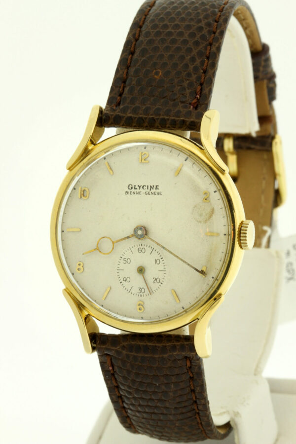 Timekeepersclayton Vintage 18K Yellow Gold Glycine Bienne-Geneve Wrist Watch 18 Jeweled Movement