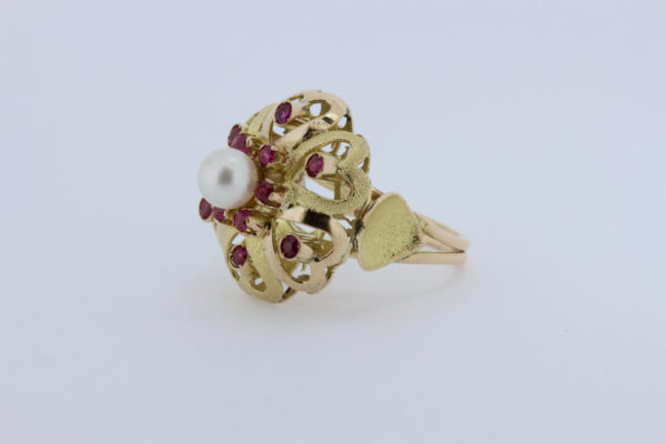 Timekeepersclayton 10K Gold Multi Heart Ring with Pink Accents and Pearl