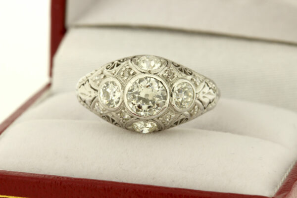 Timekeepersclayton Vintage Floral Platinum Multi Diamond Ring 1.50 carats