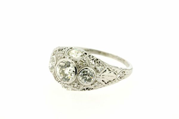 Timekeepersclayton Vintage Floral Platinum Multi Diamond Ring 1.50 carats