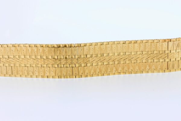 Timekeepersclayton 18K Yellow Gold Wide Link Engraved Bracelet 7 Inch Length