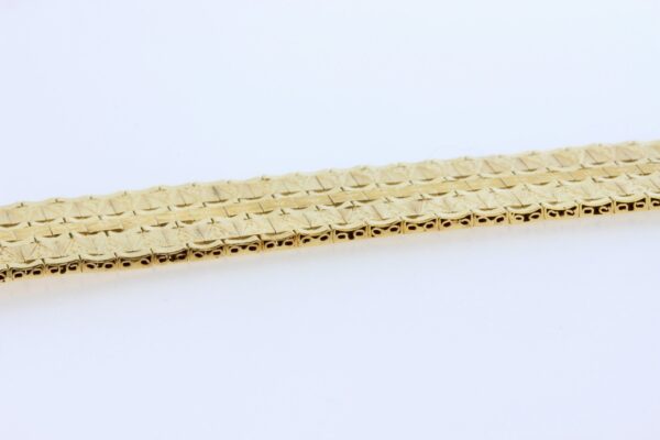 Timekeepersclayton 18K Yellow Gold Wide Link Engraved Bracelet 7 Inch Length