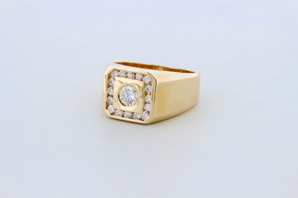 Timekeepersclayton 14K yellow gold signet style ring Diamond Ring Half Carat Plus