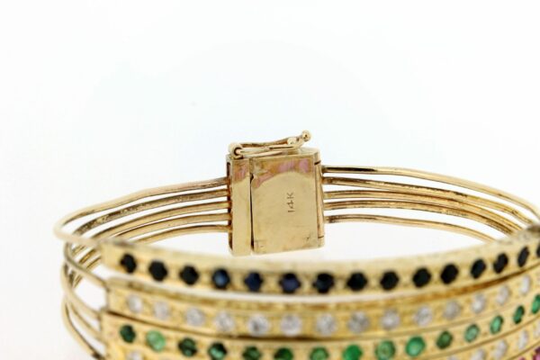 Timekeepersclayton Rainbow Sapphires, Diamonds and Emerald 14K Stacked Bracelet