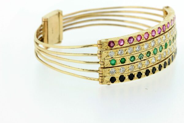 Timekeepersclayton Rainbow Sapphires, Diamonds and Emerald 14K Stacked Bracelet