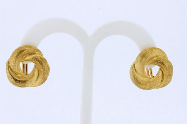 Timekeepersclayton Woven Hollow 18K Yellow Gold Stippled Clip-on Earrings