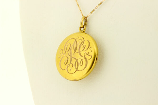 Timekeepersclayton 14K Yellow Gold Locket Female Figure with Faceted Accent PG Initials