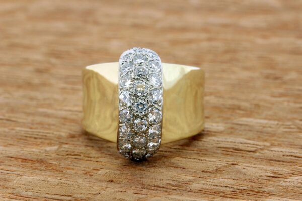Timekeepersclayton 0.70ct Total weight White diamond Cluster Bar Ring 14k Yellow Gold
