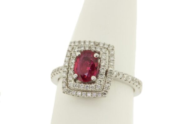 18K Gold Diamond and Ruby Ring