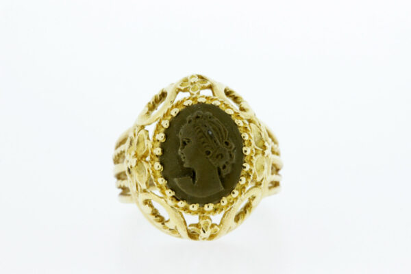 Timekeepersclayton Lava Cameo Ring in 14K Yellow Gold