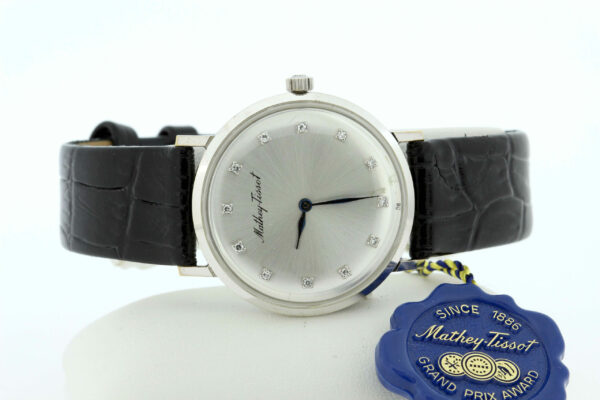 Timekeepersclayton Matthey-Tissot Vintage Wrist Watch 14K White Gold with Diamond Dial Dress Watch Men’s