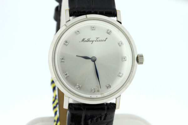 Timekeepersclayton Matthey-Tissot Vintage Wrist Watch 14K White Gold with Diamond Dial Dress Watch Men’s