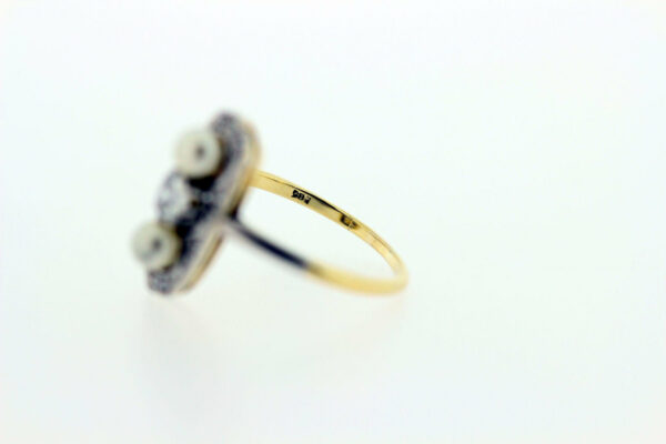 Timekeepersclayton Natural Pearl and Diamond 14K Gold Ring