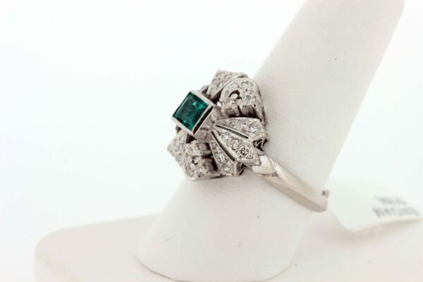 Timekeepersclayton Platinum Diamond and Emerald Ring