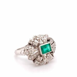 Timekeepersclayton Platinum Diamond and Emerald Ring