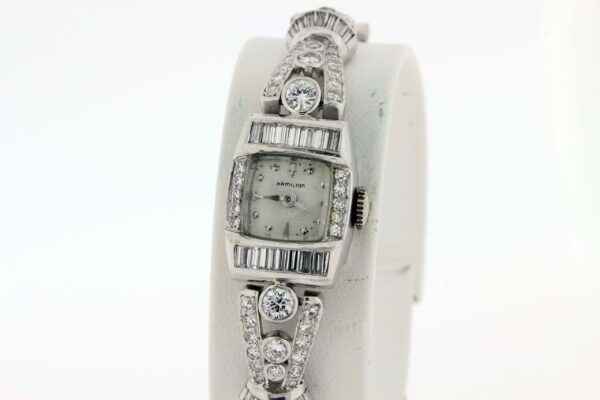 Timekeepersclayton Platinum and Diamond Hamilton Wrist Watch