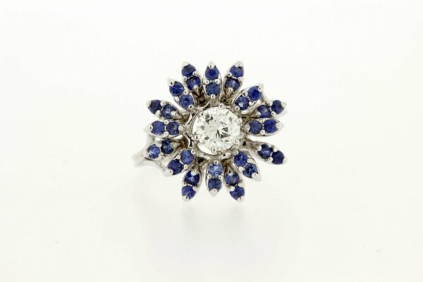 Timekeepersclayton Sapphire and Diamond Flower Ring 14K
