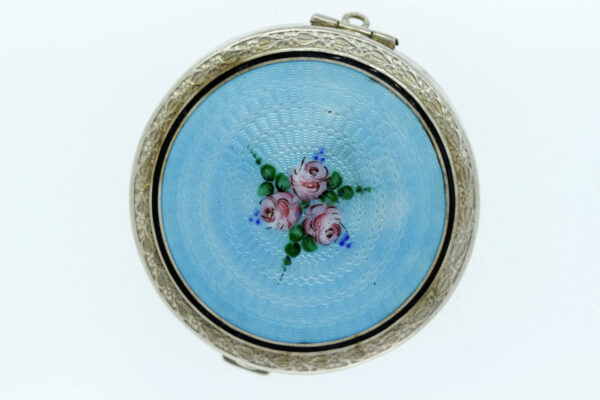 Silver-Compact-Mirror-with-Flowers-and-Enamel