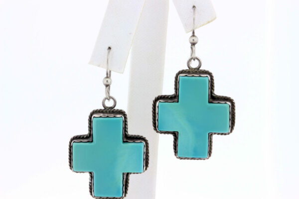 Timekeepersclayton Silver Cross Earrings with blue Inlay