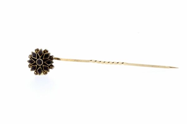 Timekeepersclayton Star Flower Stick Pin with Black Accents and Milgrain