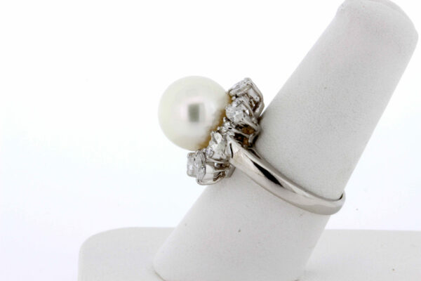 Timekeepersclayton Stunning Platinum and Fresh Water Pearl Ring with Diamond Accents
