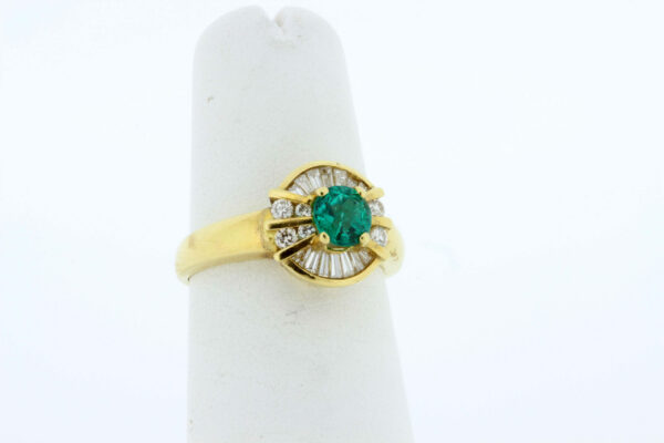 Timekeepersclayton Synthetic Emerald and Diamond Ring 14K Yellow Gold