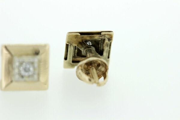 Timekeepersclayton Two Tone Screw Back Diamond Earrings 14K Gold