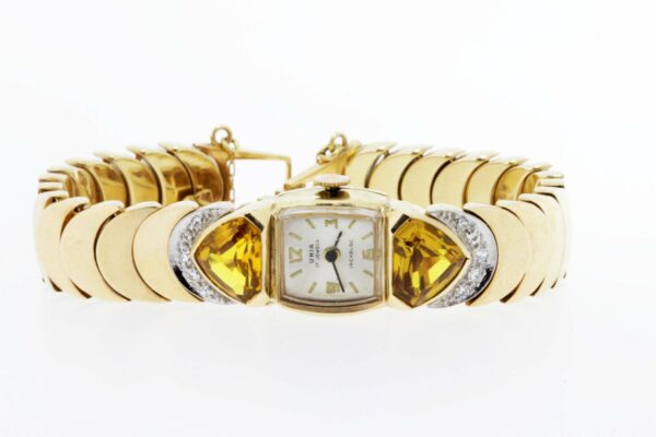 Timekeepersclayton Unia 14K Gold Wrist Watch with Diamonds and Citrine