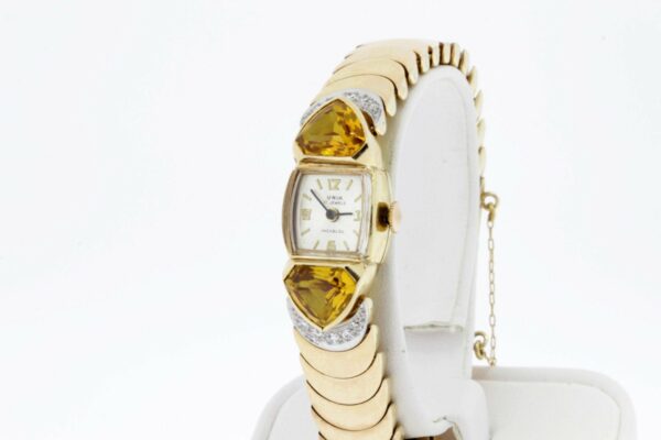Timekeepersclayton Unia 14K Gold Wrist Watch with Diamonds and Citrine