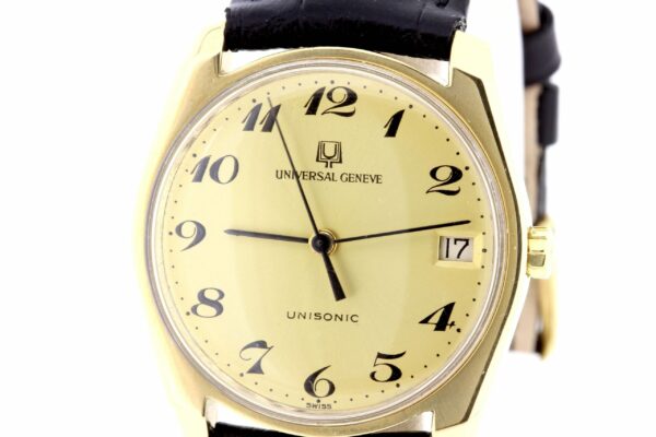 Timekeepersclayton Universal Geneve 18K Yellow Gold Unisonic Swiss Wrist Watch