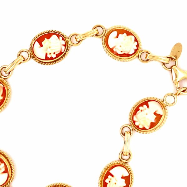 Timekeepersclayton Vintage 14K Yellow Gold Bracelet with Carved Cameos